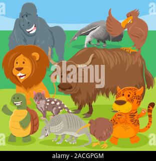 Cartoon Illustration de Funny Animal sauvage Groupe Personnages comiques Illustration de Vecteur