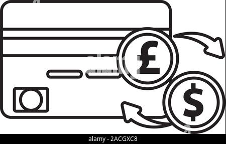 Avec carte de crédit et de Monnaie dollar pound Illustration de Vecteur