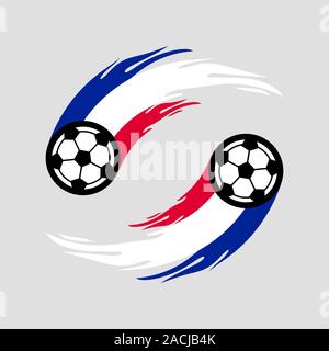 Soccer ou de football avec le feu la queue en France drapeau. Illustration de Vecteur