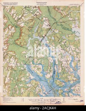 Carte TOPO USGS Caroline du Sud SC Yemassee 2619871918 Restauration 62500 Banque D'Images