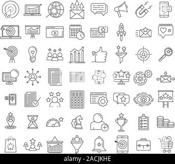 Nom smm icons set. Contours ensemble de smm vector icons pour la conception web isolé sur fond blanc Illustration de Vecteur