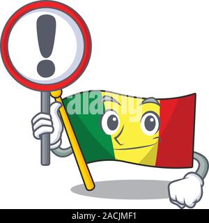 Cartoon style drapeau de Mali avec l'inscription à la main Illustration de Vecteur