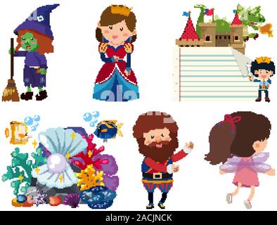 Ensemble d'objets isolés contes thème illustration Illustration de Vecteur