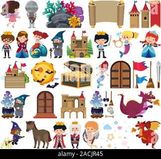 Ensemble d'objets isolés contes thème illustration Illustration de Vecteur