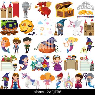 Ensemble d'objets isolés contes thème illustration Illustration de Vecteur