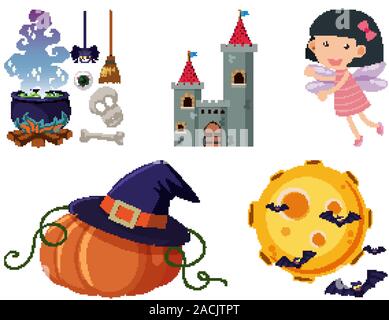 Ensemble d'objets isolés contes thème illustration Illustration de Vecteur
