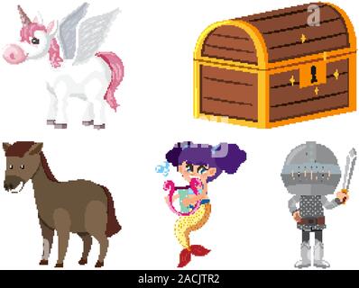 Ensemble d'objets isolés contes thème illustration Illustration de Vecteur