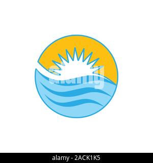 Les vagues contours colorés sun Logo cercle design vector Illustration de Vecteur