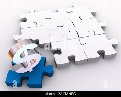 La pièce manquante est finances dans les puzzles 3d Banque D'Images
