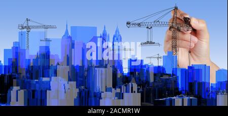 Rendu transparent bleu ville xray Banque D'Images