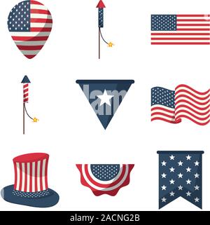 Ensemble d'icônes set usa Illustration de Vecteur