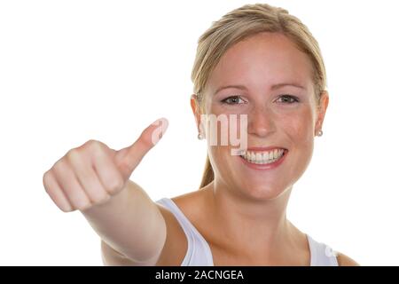 Femme thumb up Banque D'Images