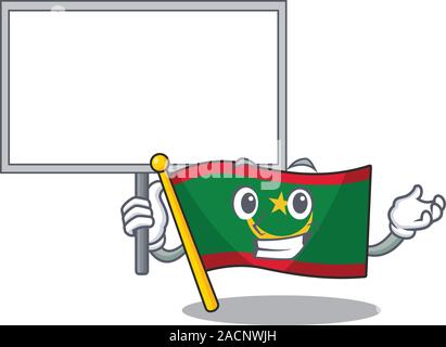 La Mauritanie drapeau Smiling cute cartoon style conseil apporter Illustration de Vecteur