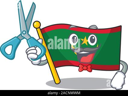 Professionnels de coiffure d'un drapeau Mauritanie mascot cartoon character style Illustration de Vecteur