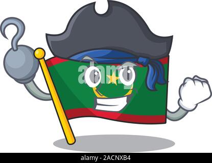 Une part de la mauritanie drapeau pirate mascot cartoon style Illustration de Vecteur