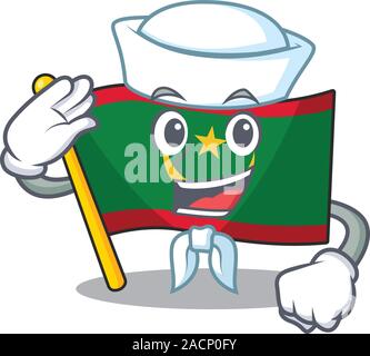 Mascotte de la mauritanie Drapeau mignon personnage marin Illustration de Vecteur