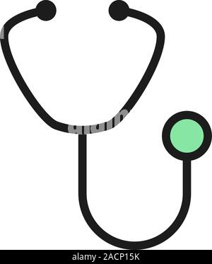 Stéthoscope vecteur icône couleur plate. Isolé sur fond blanc Illustration de Vecteur