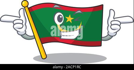 Drapeau Mauritanie mascot cartoon Funny style avec Clin d'oeil Illustration de Vecteur