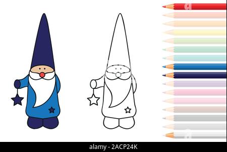 Pour nain mignon de coloriage, crayons illustration vecteur EPS10 Illustration de Vecteur