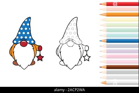 Pour nain mignon de coloriage, crayons illustration vecteur EPS10 Illustration de Vecteur