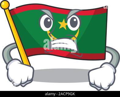 Mascotte de la mauritanie drapeau en colère style de caractère de dessin animé Illustration de Vecteur