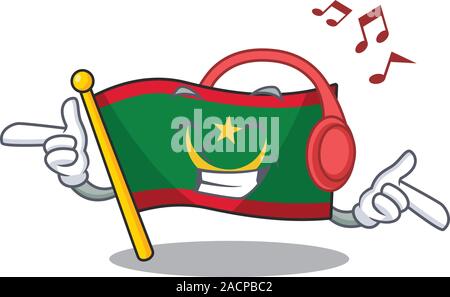 La musique d'un drapeau Mauritanie mascot cartoon character design Illustration de Vecteur