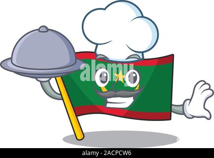 La Mauritanie drapeau souriant comme un chef avec la conception de style cartoon alimentaire Illustration de Vecteur