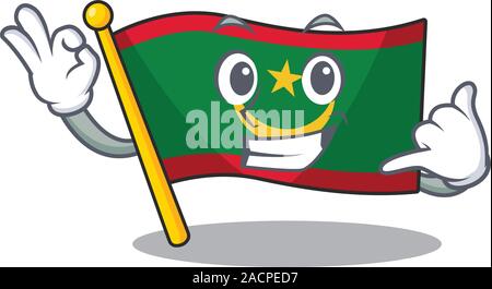 M'appeler Mauritanie drapeau cute mascot cartoon style Illustration de Vecteur