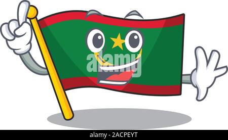 La Mauritanie drapeau doigt dans Mascot cartoon character style Illustration de Vecteur