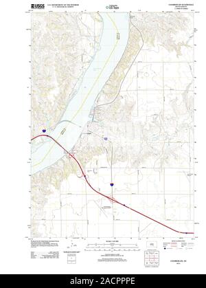 Le Dakota du Sud carte TOPO USGS Chamberlain SD 20120628 Restauration TM Banque D'Images