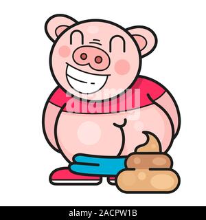 Funny Pig rire à une bonne blague Vector Illustration de Vecteur