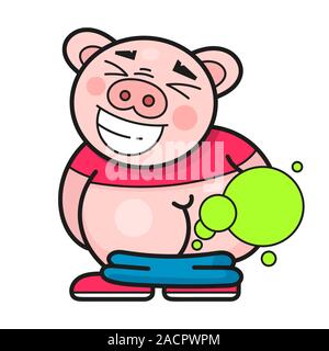 Funny Pig rire à une bonne blague Vector Illustration de Vecteur