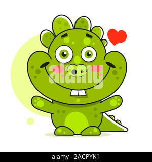 Cute Cartoon Dino Design. Drôle de personnage. Motif de la faune. Vecteur graphique Illustration de Vecteur