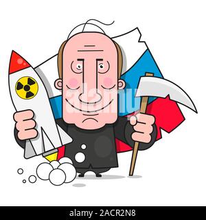 Poutine, une grande Conception pour n'importe quel but. Drapeau russe vecteur. Illustration du drapeau russe. Crise en Russie. Les sanctions. Vector Cartoon Cartoon. La guerre Illustration de Vecteur