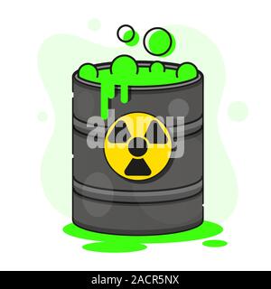 Illustration de fût métallique avec des déchets nucléaires Illustration de Vecteur