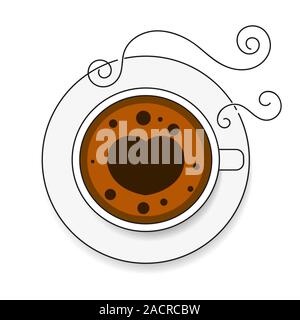 Conception ronde café dans un circuit Vintage Style Doodle dessiné à la main avec une variété d'objets sur le thème du café. Tasse à café vecteur réaliste Illustration de Vecteur