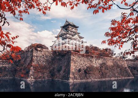 Vue sur le château d'Osaka depuis le jardin, Japon Banque D'Images