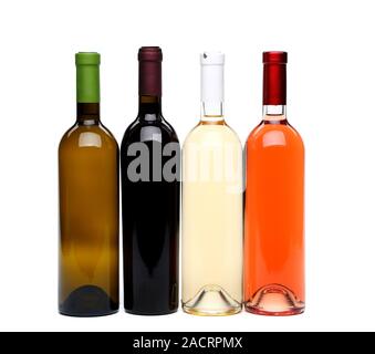 Quatre sortes d'une bouteille de vin Banque D'Images