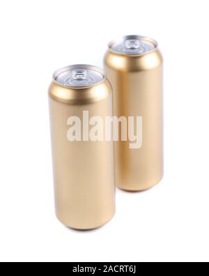 Or aluminium cans isolated on a white Banque D'Images