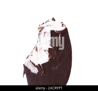 Glace vanille chocolat mordu Banque D'Images