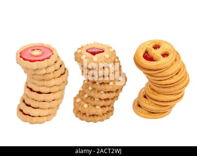 Trois piles de différents biscuits. Banque D'Images