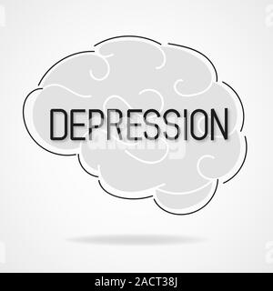 État d'esprit dépressif de vecteur. La dépression et la frustration Concept. Art monochrome dédiée aux problèmes de santé mentale. Illustration de Vecteur