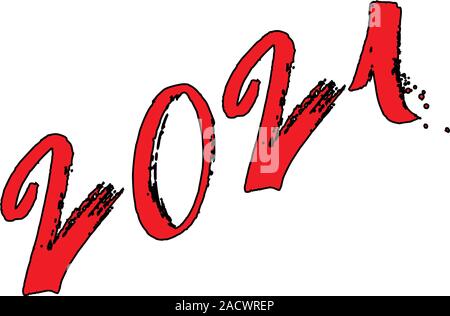 Happy 2021 signe texte illustration illustration sur fond blanc Illustration de Vecteur