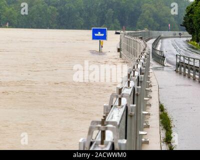 2013 inondation, Mauthausen, Autriche Banque D'Images