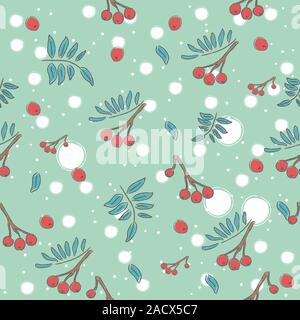 Rowan modèle homogène. Cute Design dessiné à la main. Style scandinave. Motif répétitif. Illustration de Vecteur