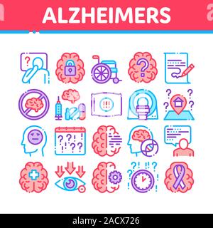 La maladie d'Alzheimer Collection Icons Set Vector Illustration de Vecteur