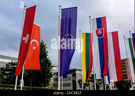 Drapeau européen et d'autres drapeaux Banque D'Images