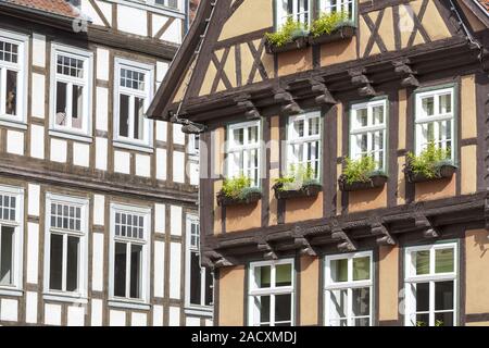 Maisons à colombages dans Quedlinbrug, Harz Banque D'Images