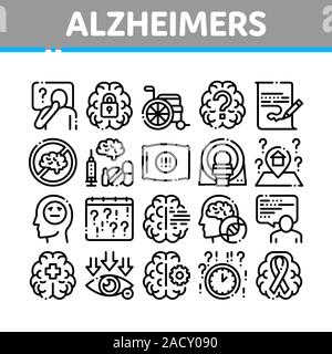 La maladie d'Alzheimer Collection Icons Set Vector Illustration de Vecteur