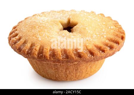 Noël traditionnel britannique mince pie isolé sur blanc. Banque D'Images